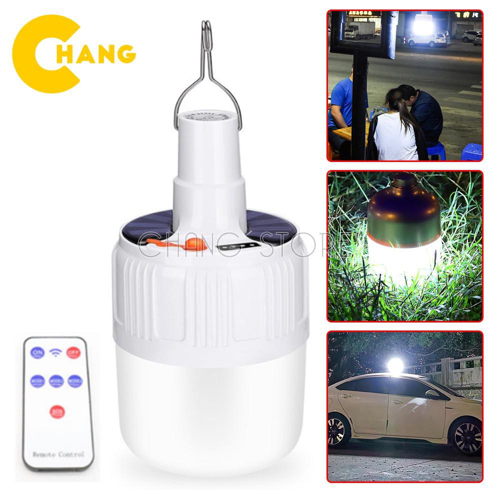 Bóng Đèn Tích Điện Sạc Bằng Năng Lượng Mặt Trời 100W Có Điều Khiển Từ Xa Siêu Sáng Vượt Trội