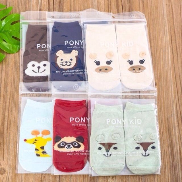 sét 5 đôi tất ponykid cổ cao cho bé đóng túi zip chuẩn loại 1