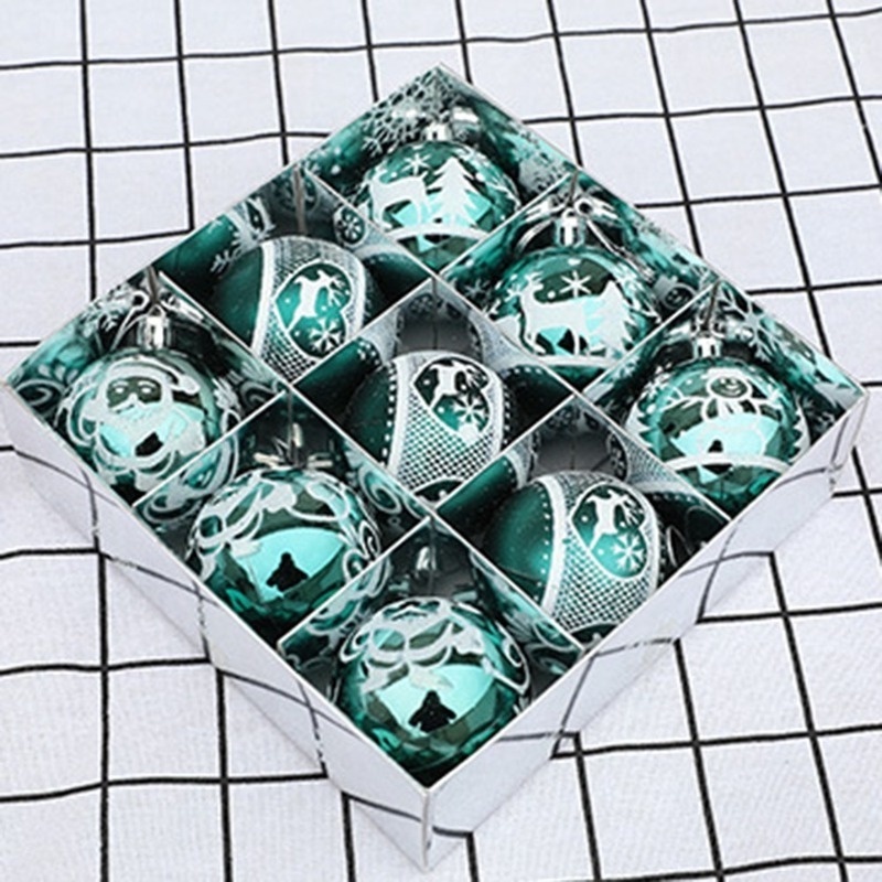 Set 9 quả châu 6cm trang trí cây thông giáng sinh năm mới