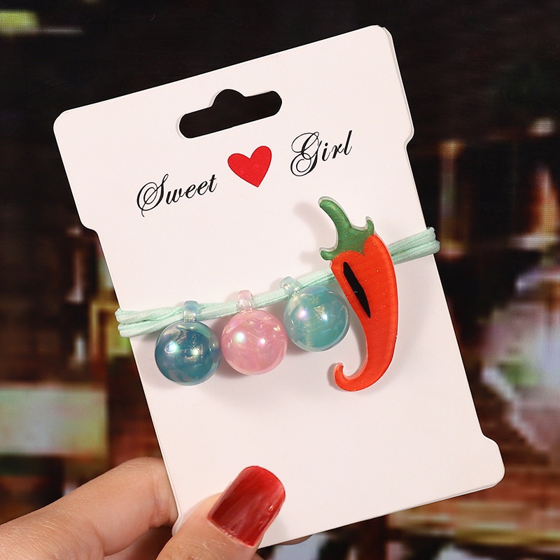 Dây Buộc Tóc Cao Su Co Giãn Bằng Acrylic Thân Thiện Với Môi Trường Họa Tiết Hoạt Hình Cho Bé