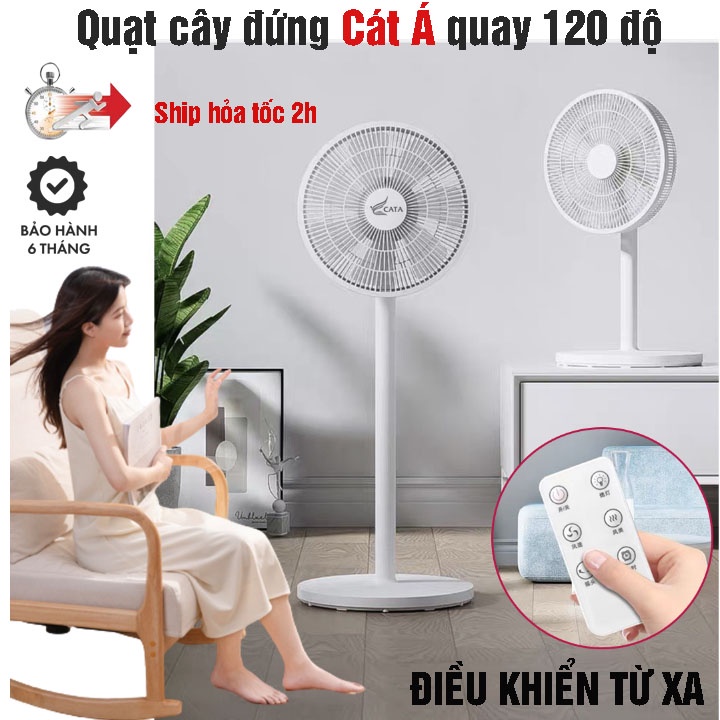 Quạt cây đứng Cát Á quay 120 độ - Quạt 15 cánh siêu mát, có điều khiển từ xa, hoạt động êm ái - Bảo Hành 6 Tháng
