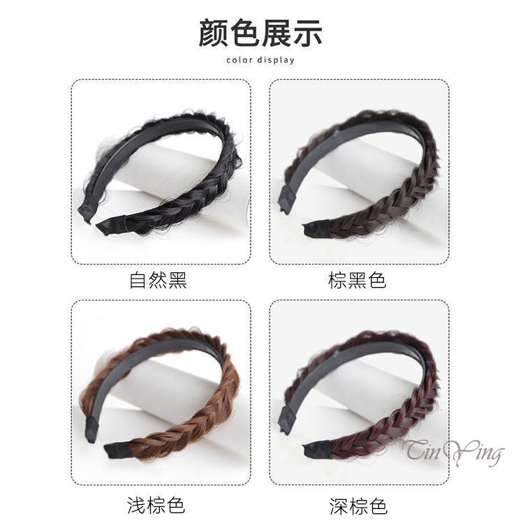 GETNOIVAS Bán Sỉ Tóc Giả Thắt Bím Xương Cá Có Răng Lược hua wang Băng Đô Màu Đỏ Phụ Kiện Tóc Áp Suất