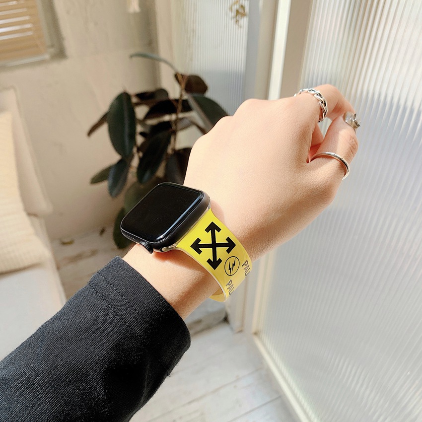 OFF WHITE T5 Dây Đeo Silicone Trong Suốt Cho Đồng Hồ Apple Watch Series Se 6 38mm 40mm 42mm 44mm 2 3 4 5