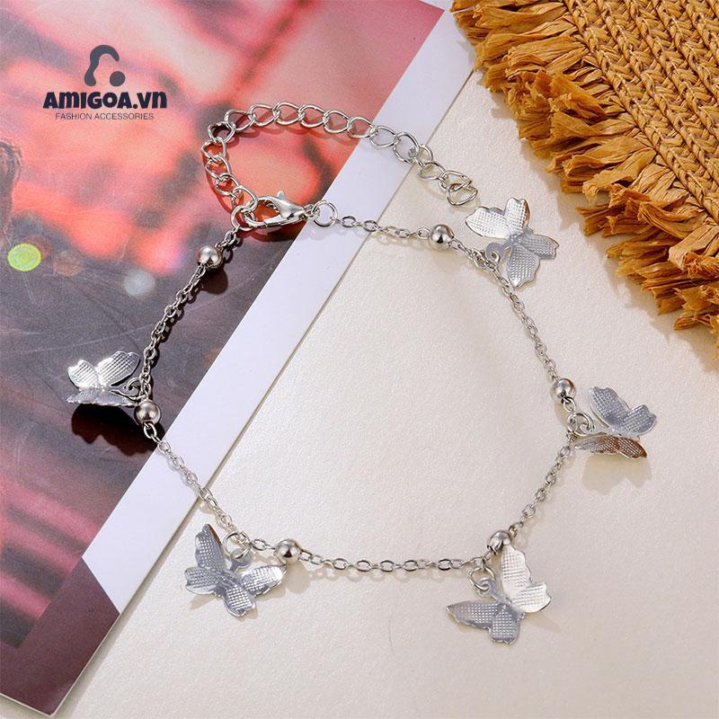 ✨✨Vòng Đeo Cổ Chân Dây Xích Mặt Hình Bướm Màu Xanh Dương  Thời Trang Cho Nữ