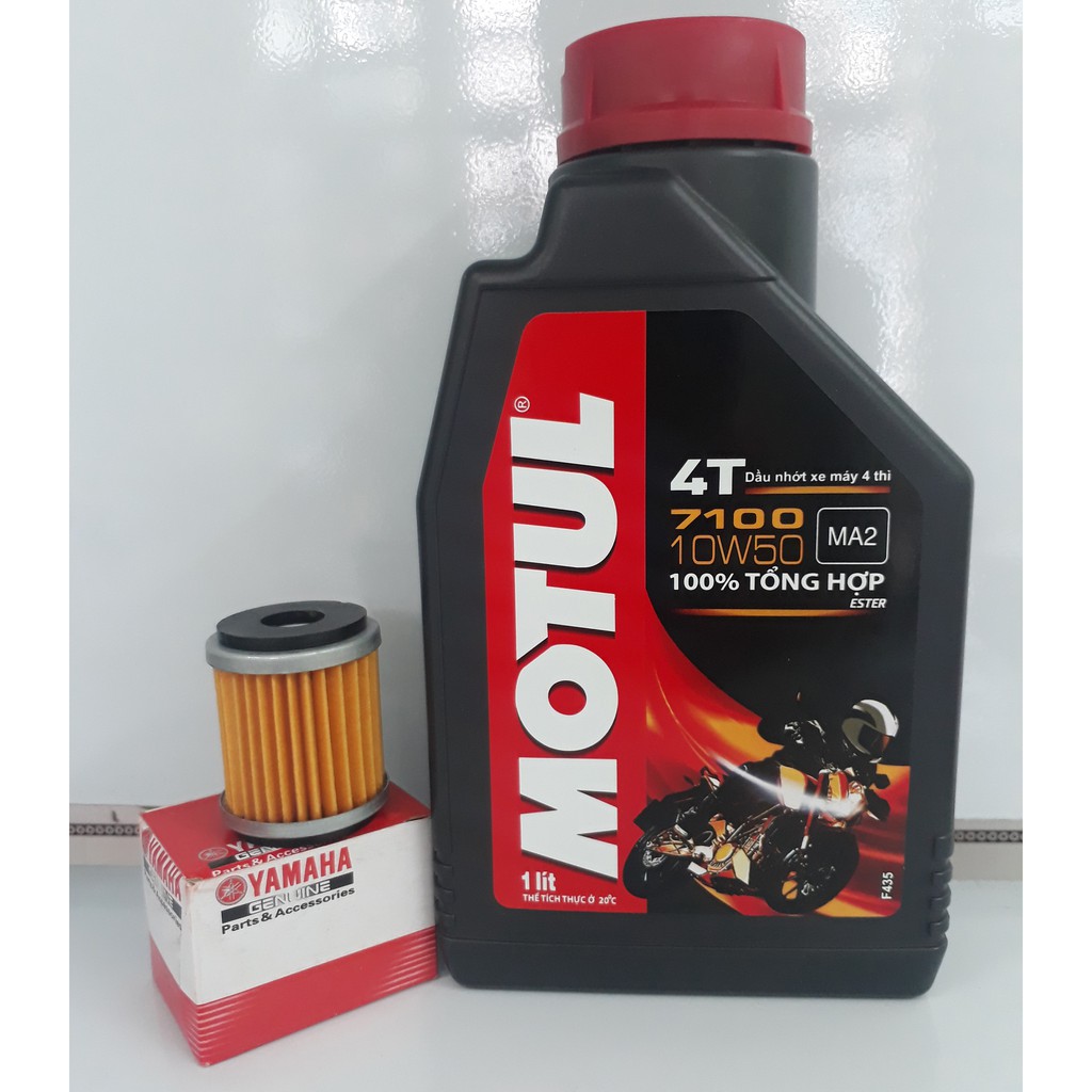 Combo nhớt máy Motul 7100 10W-50 và lọc nhớt Yamaha