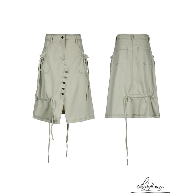 Ldd-đầm Dài Xẻ Tà Trước Màu Xám Trơn Có Nhiều Túi Dành Cho Nữ Size S / M / L