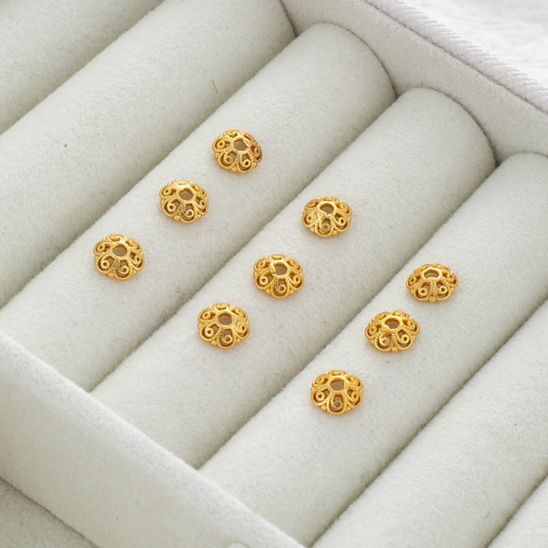Bộ 50 Hạt Xâu Chuỗi Làm Vòng Tay/Dây Chuyền Bằng Đồng Mạ Vàng 18k 5m diy