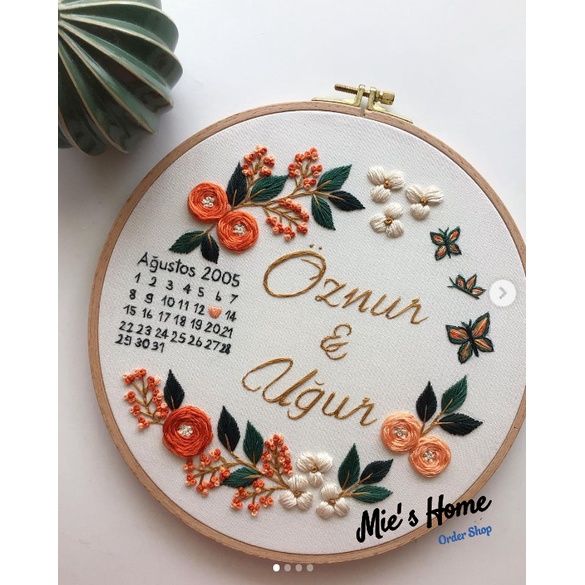 Diy bộ KIT kỉ niệm ngày cưới vintage thêu tay tự làm Quà Tặng ĐÁM CƯỚI / SINH NHẬT tình yêu handmade decor - Mie Home