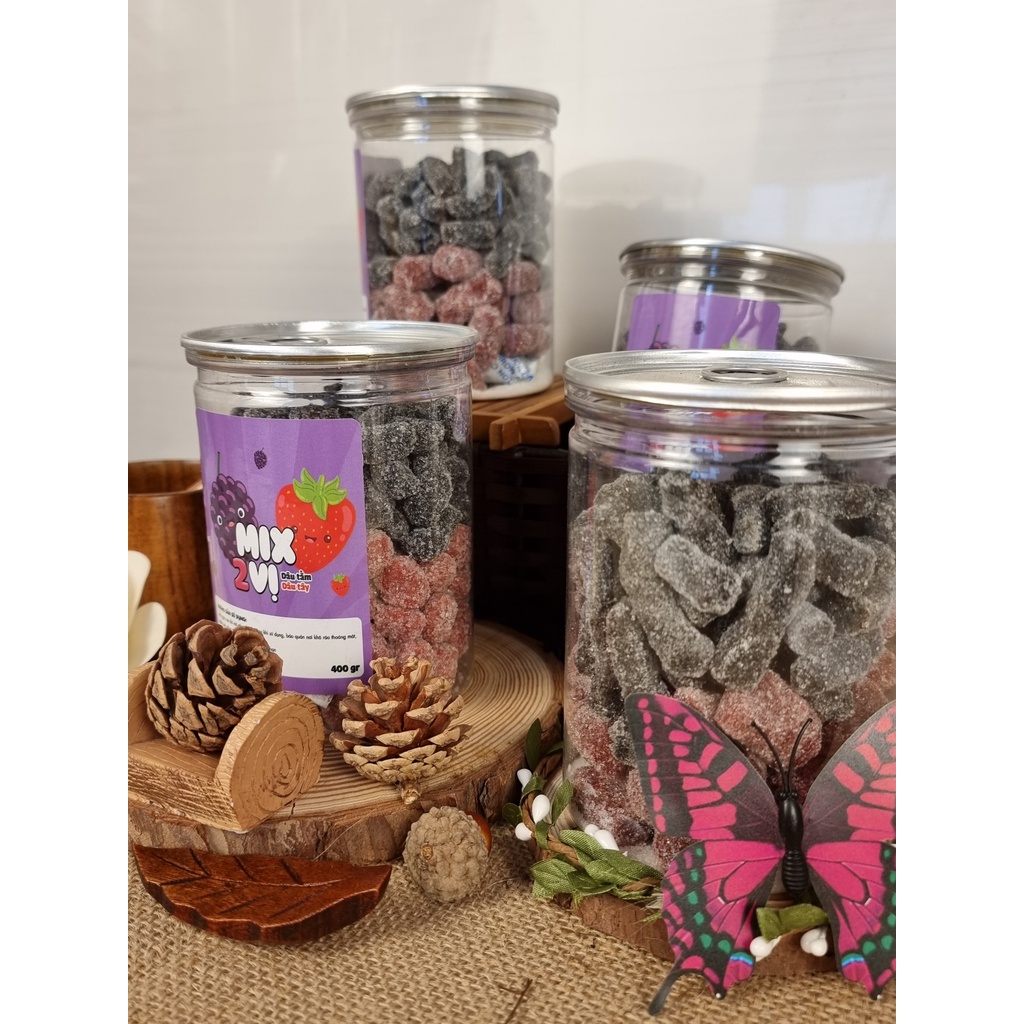 Kẹo dâu tây mix dâu tằm vị chua ngọt thơm ngon 500g - H FOODS