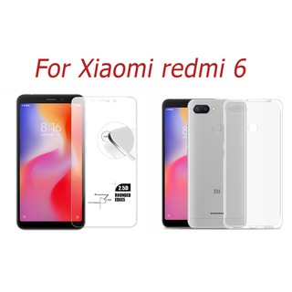 Bộ Ốp lưng dẻo trong Xiaomi Redmi 6A + Kính cường lực trắng trong 9H