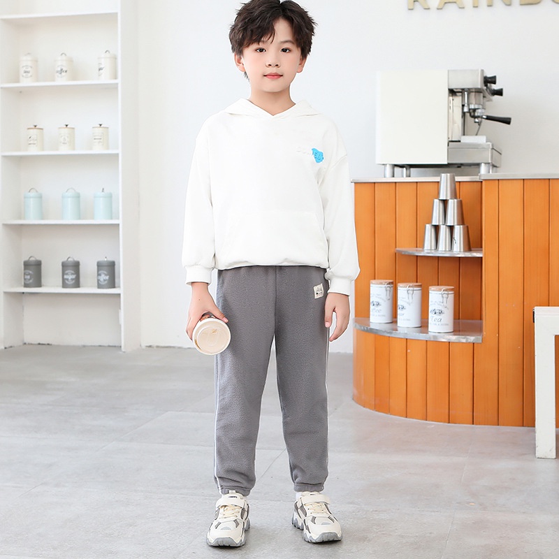 YAOEENH Quần Nỉ Dài Lót Lông Cừu Dày Dặn Ấm Áp Phong Cách Hàn Quốc Thời Trang Thu Đông Cho Bé Kích Thước 100-160cm