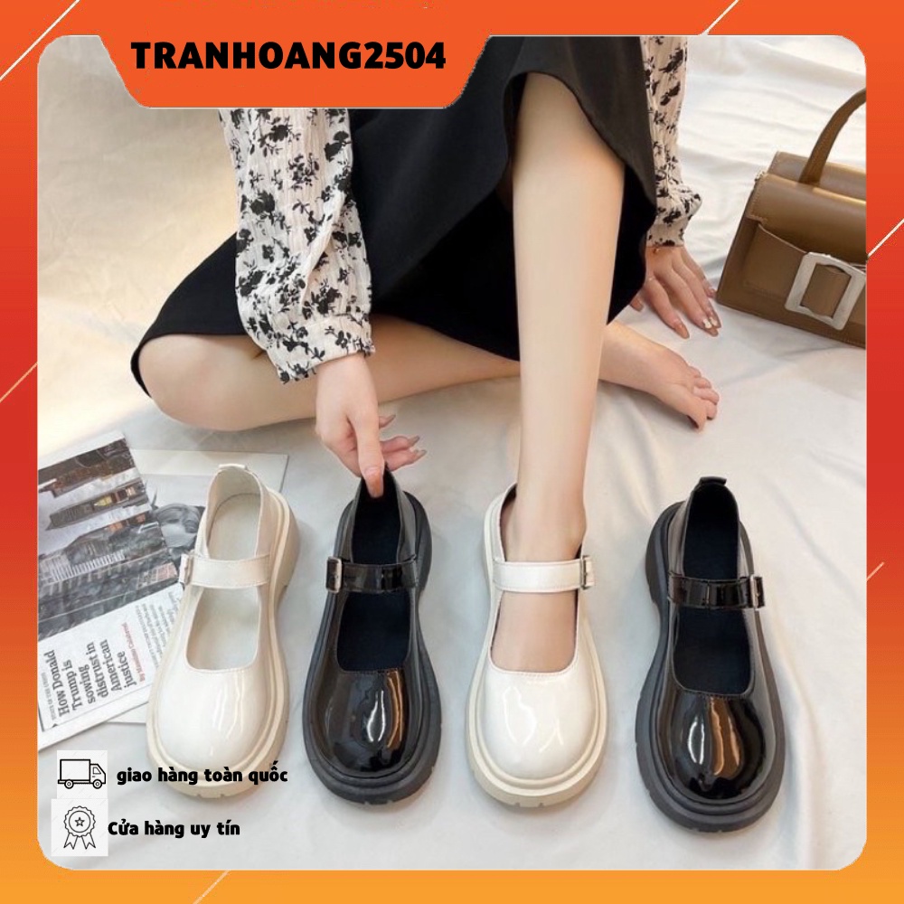 giày lolita thường 4cm hàng quảng châu TRẮNG ĐEN- SẴN HÀNG