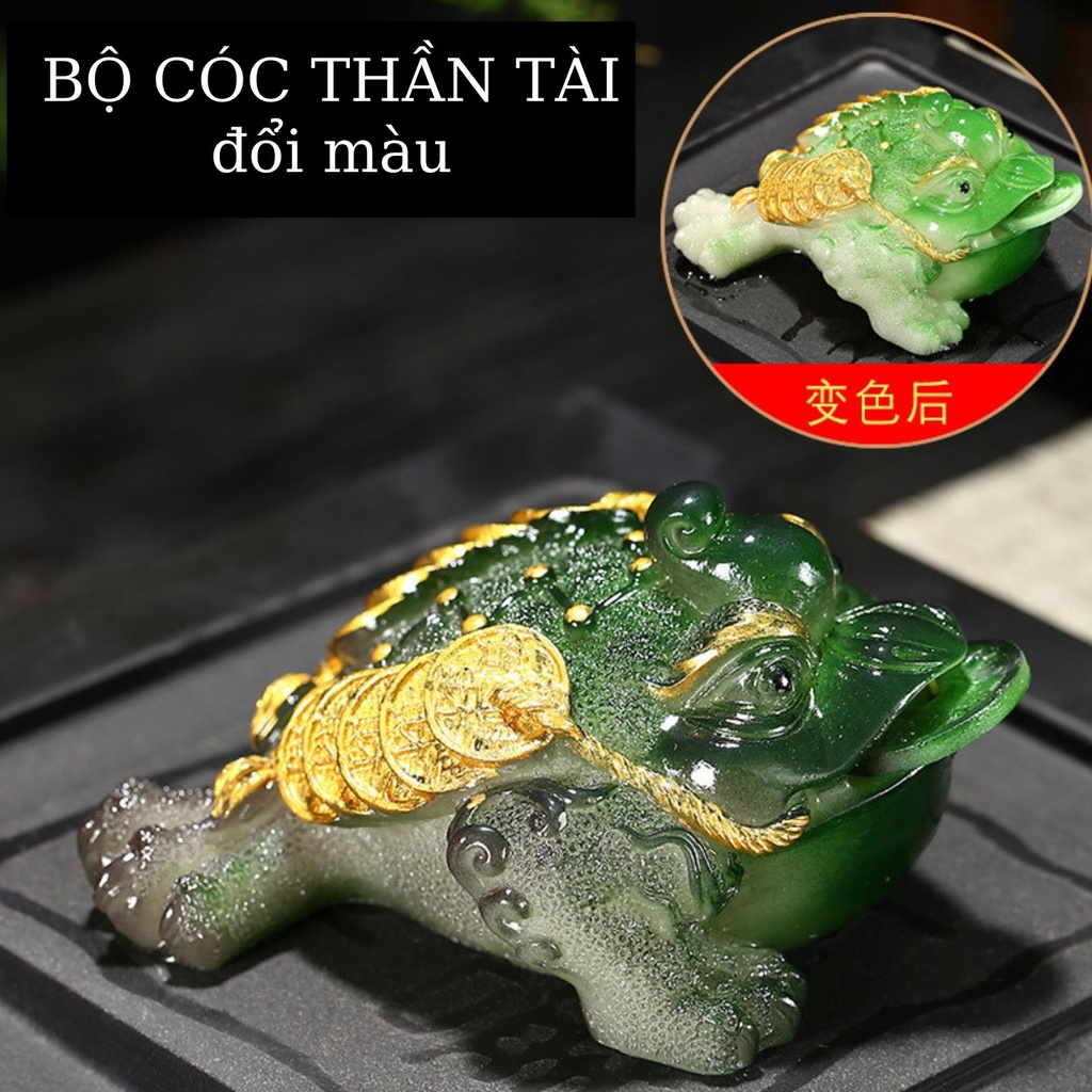 Phụ kiện trà đạo - bộ cóc đổi màu khi gặp nước nóng - trang trí bàn trà