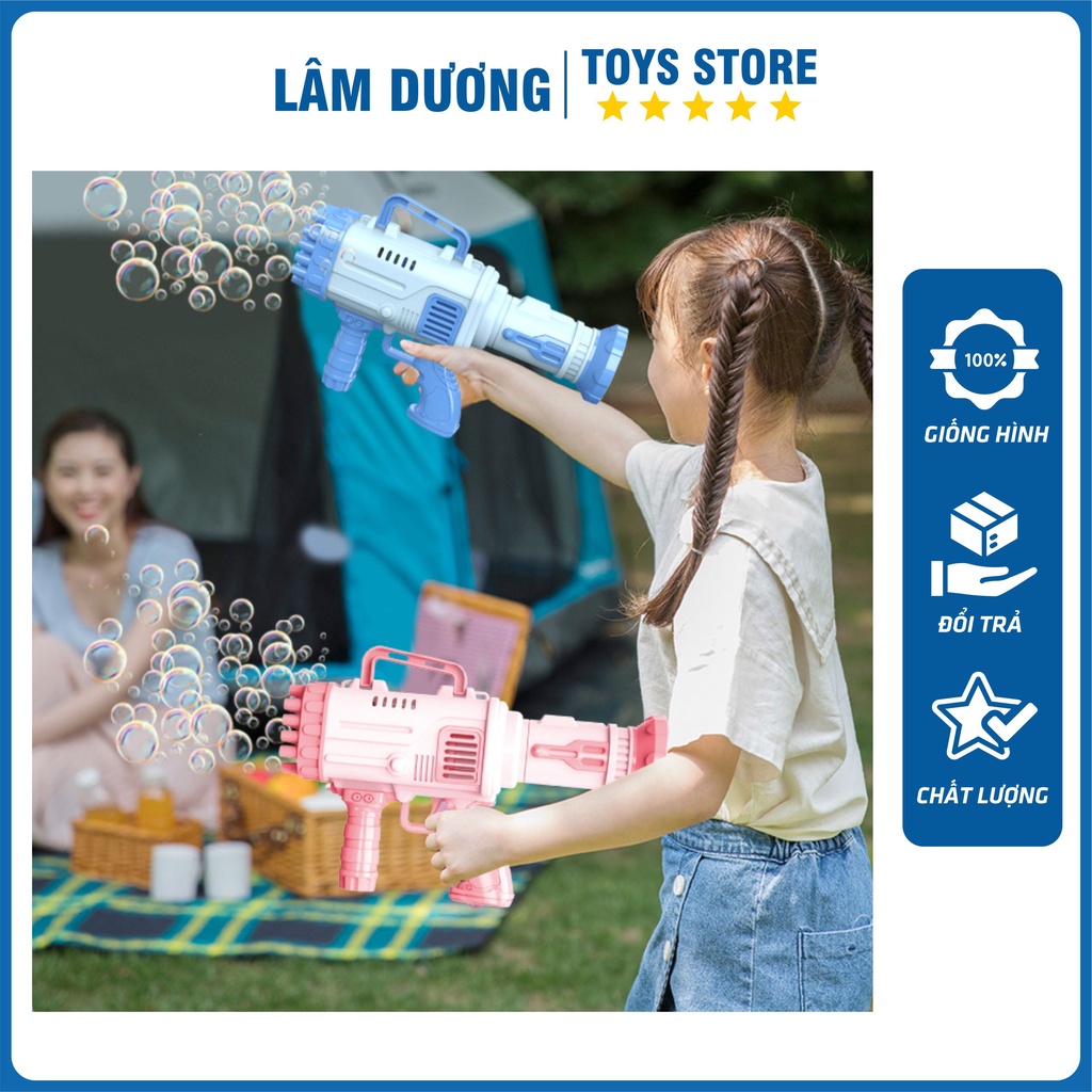 Súng Bắn Bong Bóng 32 Nòng 👑SIÊU CẤP👑 Súng 32 Nòng Thổi Bong Bóng Chạy Bằng Pin Siêu Mạnh An Toàn Cho Bé