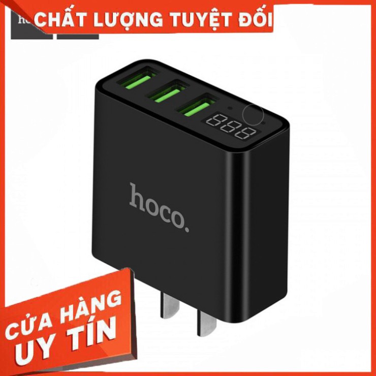 [GIÁ RẺ NHẤT] [CHẤT LƯỢNG SỐ 1]  Cóc Sạc 3 Cổng USB Hoco C15 có màn hình LCD hiển thị điện áp - Hàng Chính Hãng