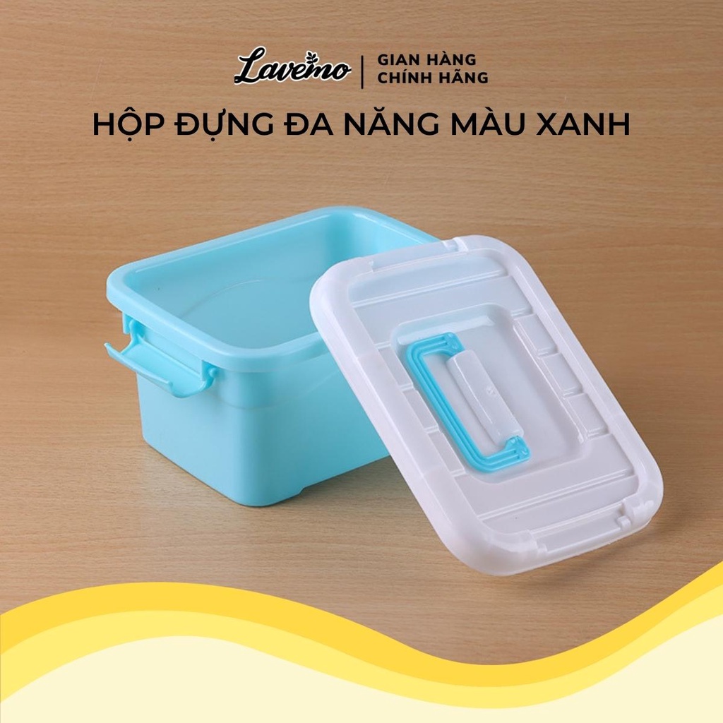 Hộp Đựng Đa Năng Lavemo Bằng Nhựa Màu Xanh Có Nắp Đậy Để Đồ Dùng Nhà Tắm, Đồ Gia Dụng, Thực Phẩm HOP-XANH
