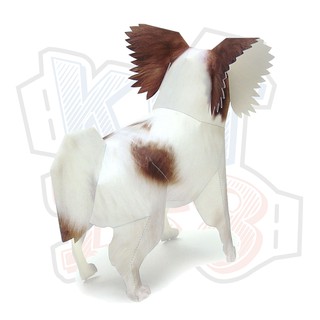 Mô hình giấy động vật cute Chó Papillon