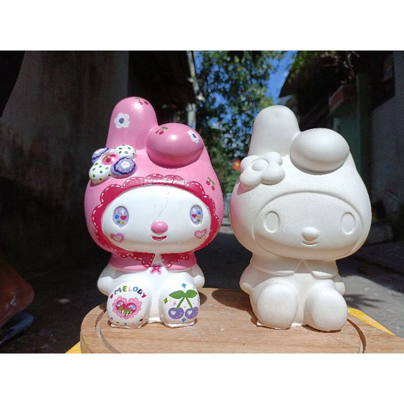 tượng tô màu nguyên khối thỏ melody cute ( kèm 8 màu 2 cọ)