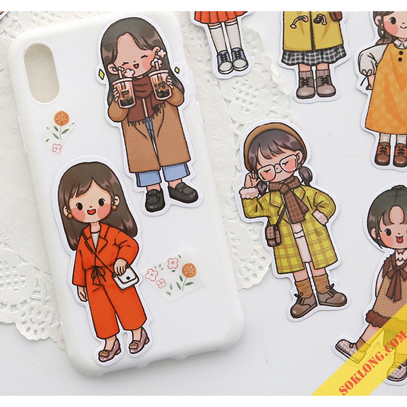 Bộ Sticker cô nàng, chàng trai cá tính - Nhãn dán stick trang trí sổ, album, nhật ký Tuệ Minh