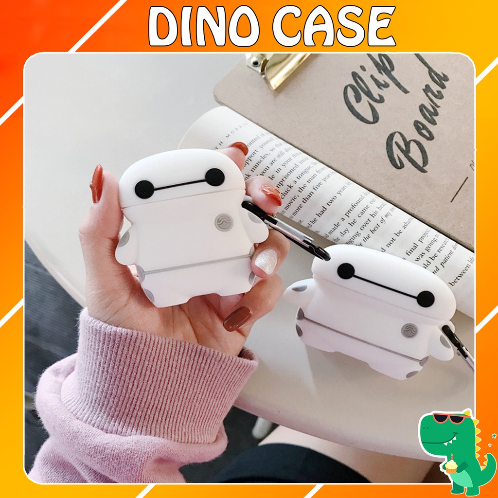 Case Vỏ Bao Airpod Đựng Tai Nghe Airpod 1 2 Pro Big hero Trắng chống va đập - Dino case