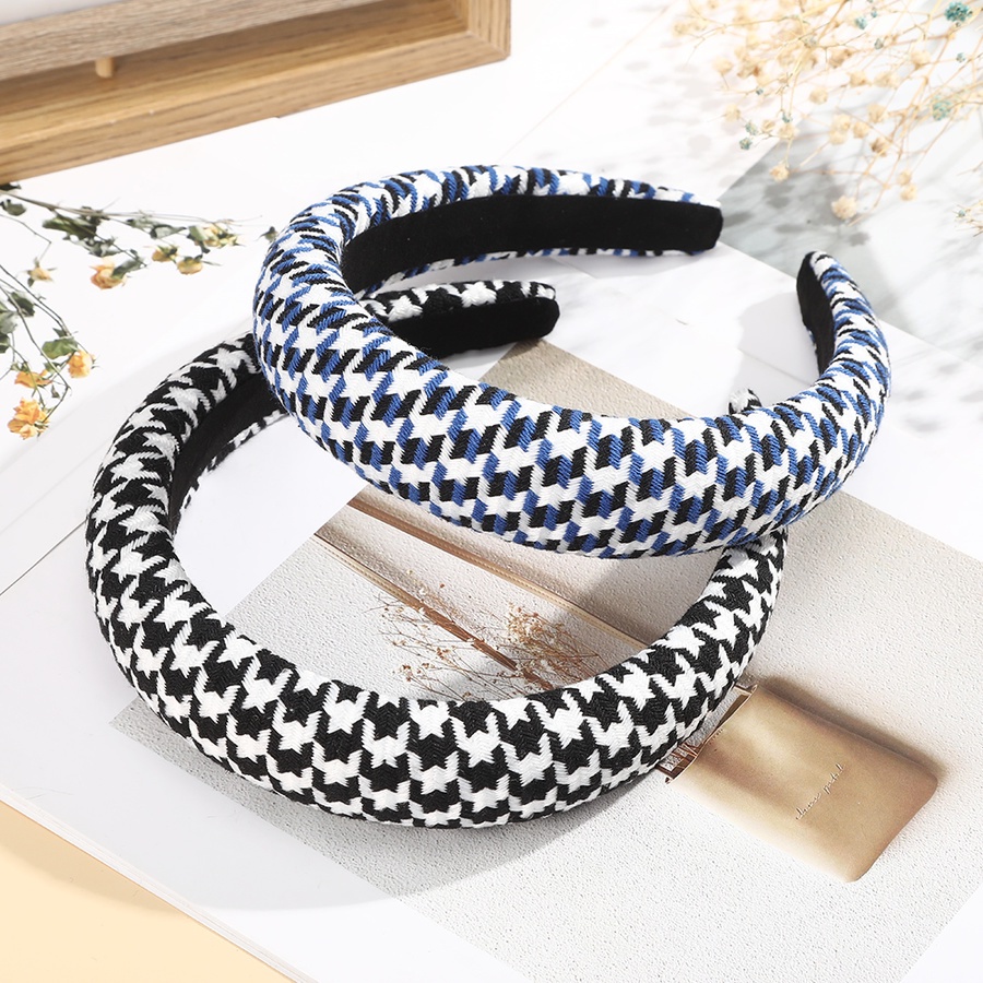 Băng đô xốp bản rộng họa tiết kẻ sọc phong cách retro Hàn Quốc cho nữ