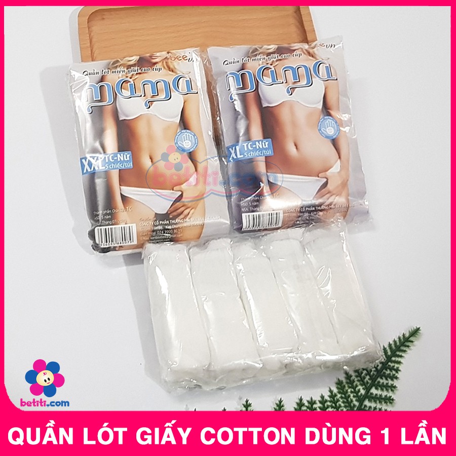 Sét 5 Chiếc Quần Lót Giấy Cotton Dùng 1 Lần (Tiện Lợi Cho Mẹ Bầu Đi Sinh) - Ảnh Thật - 8936095880079