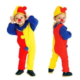 Bộ đồ liền quần + mũ hóa trang chú hề ngộ nghĩnh cho bé