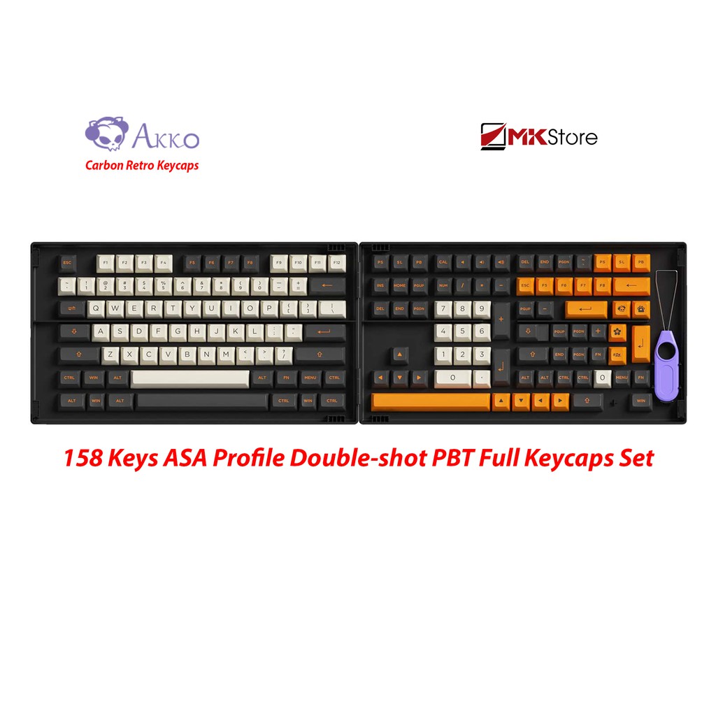 Nút bàn phím cơ Keycap AKKO Carbon Retro 158 nút ASA Profile Double-shot