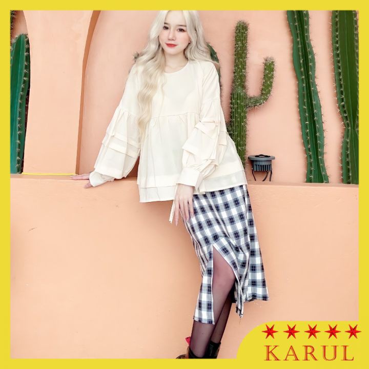 Chân váy kẻ - chân váy kẻ caro dáng dài hot hit 2021