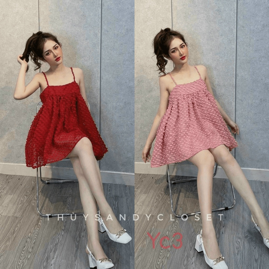 ĐẦM XỐP BÔNG SUÔNG HAI DÂY GIẤU BỤNG CỰC TEEN SIU XINH PUY HHP THỜI TRANG