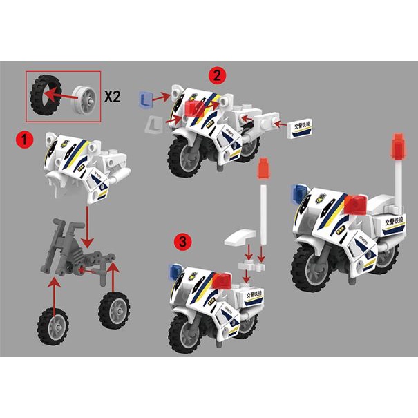 Đồ chơi lắp ráp swat army , mô hình lắp ghép quân sự - Cảnh sát giao thông + xe moto MFA TOY STORE
