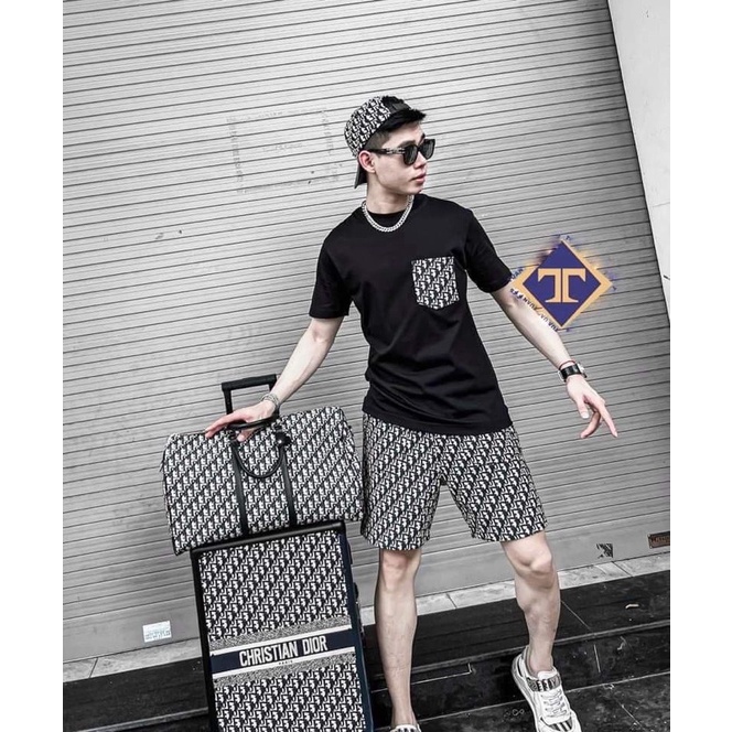 Set bộ thun Dior-2340 vân chìm túi ngực, bộ thể thao Diorr hot trend 2022, Bin Store