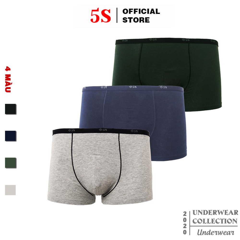 Combo 3 Quần Lót Nam Boxer 5S Chất Cotton Cao Cấp, Thấm Hút, Co Giãn, Kháng Khuẩn Cực Tốt (5BX020-01SD) - Hàng nhập khẩu