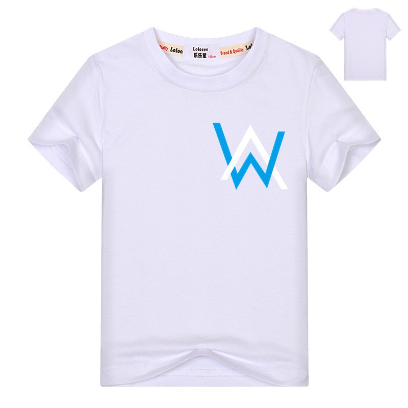 Áo thun tay ngắn vải cotton in biểu tượng của DJ âm nhạc Alan Walker cho bé trai