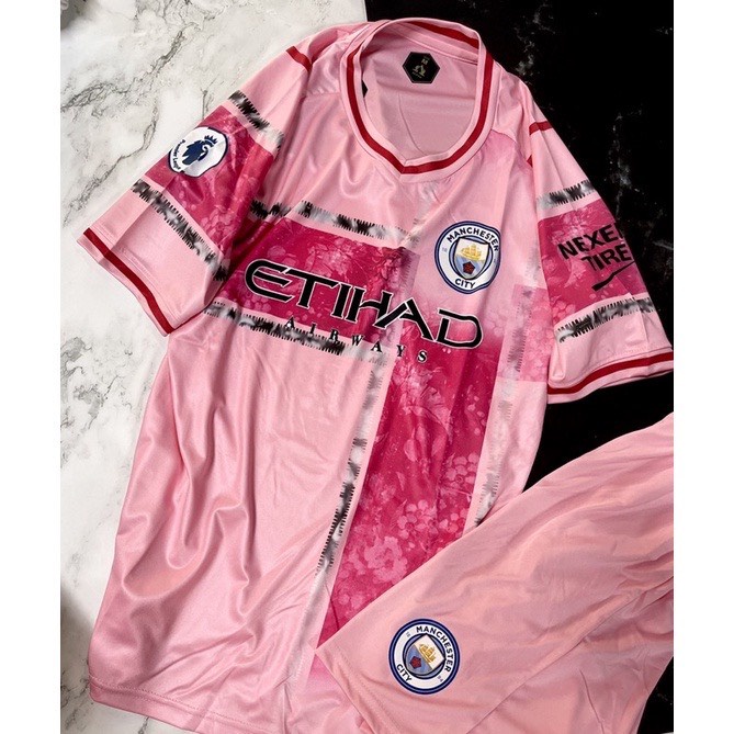 Quần Áo Bóng Đá. Đồ Đá Banh CLB Manchester City Hồng Thun Thái Cao Cấp