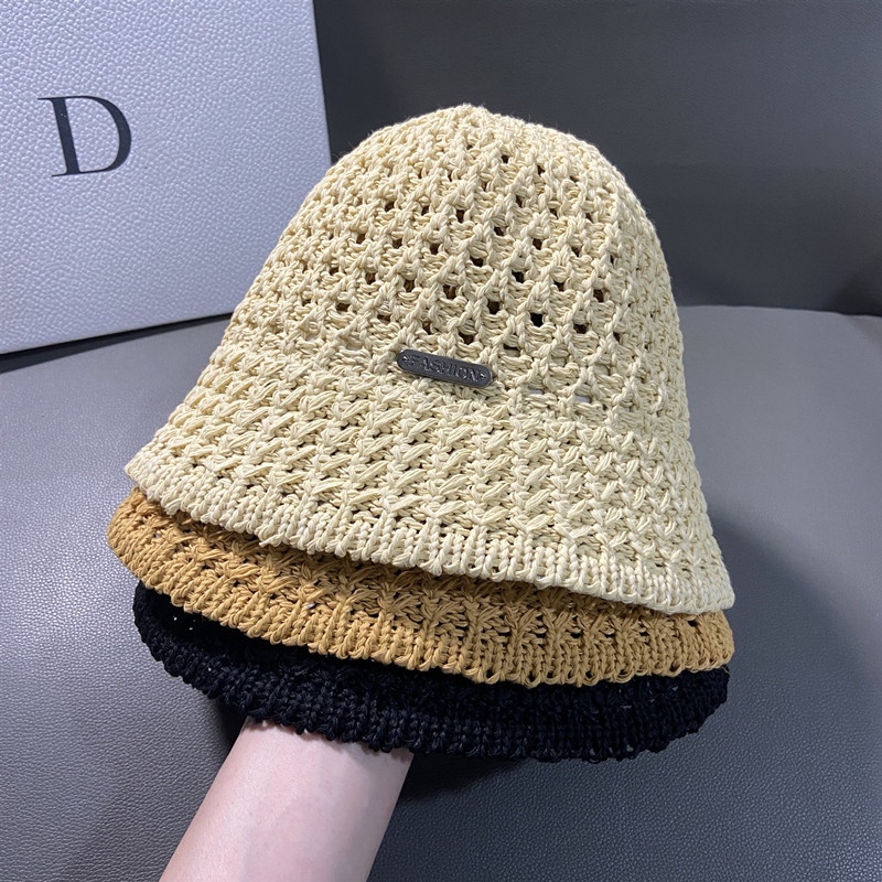 Nón Tai Bèo Đan Cói Phối Lưới Thoáng Khí Phong Cách Hàn Quốc Thời Trang Mùa Hè Xinh Xắn Cho Nữ