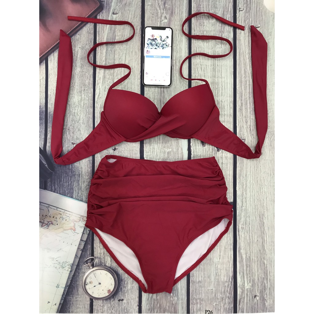 Bikini Áo Gọng Không Nơ, Cạp Cao ( Bộ Sưu Tập Đồ Bơi Nữ ) | BigBuy360 - bigbuy360.vn