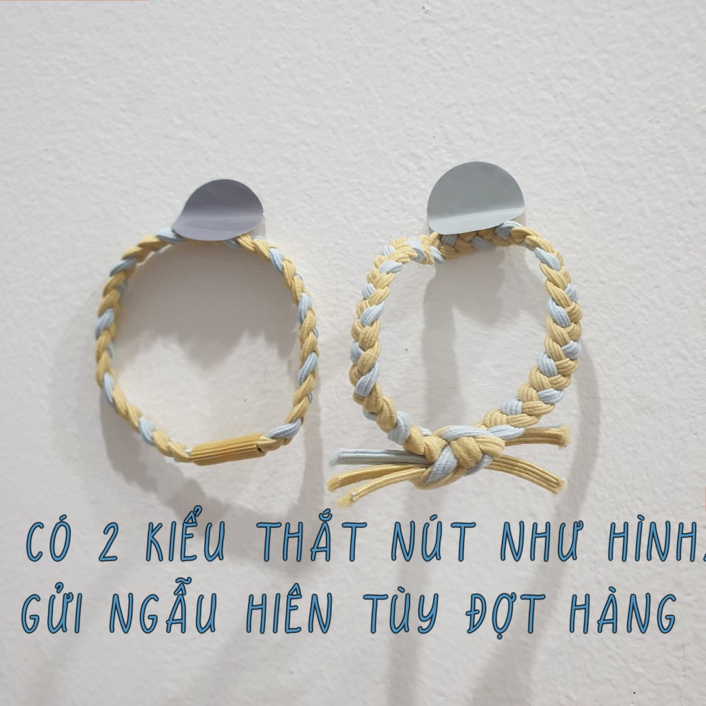 Dây Cột Tóc Thun Đan Sợi Kiêm Vòng Tay Nhiều Màu Sắc Pastel Nữ Tính