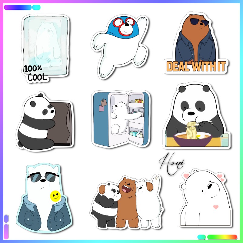 Sticker We Bare Bears - Sticker 3 Chú Gấu dễ thương