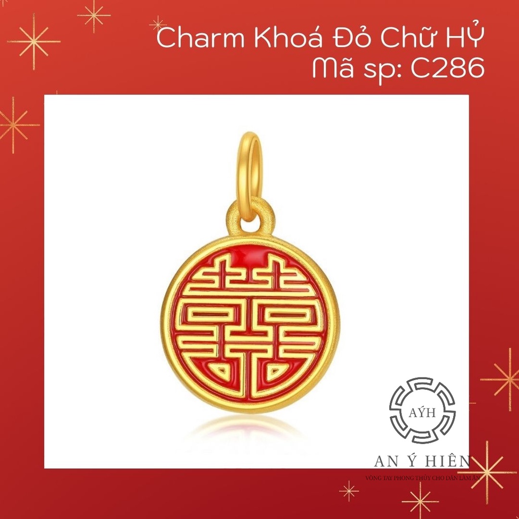 Charm Khóa đỏ chữ Hỷ #C286 ( An Ý Hiên)