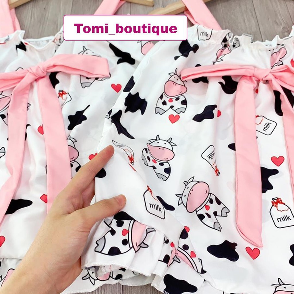 Bộ đồ ngủ nữ 2 dây chất lụa sang chảnh - Tomi boutique