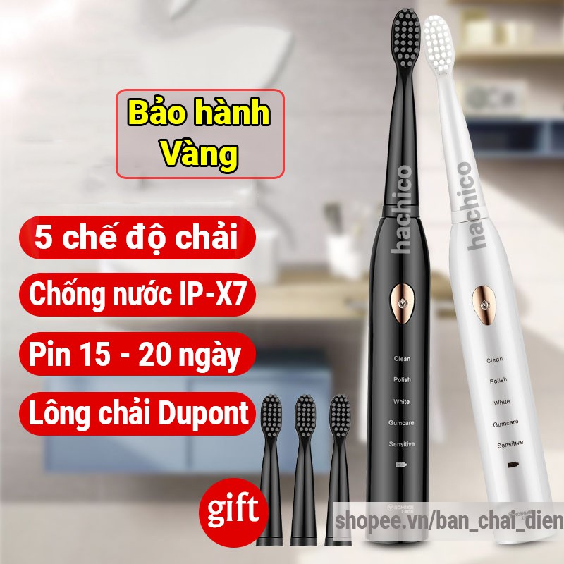 Bàn chải đánh răng điện tự động Sonic X1 với lông chải Dupont nhập khẩu Đức mềm mịn - Hachico