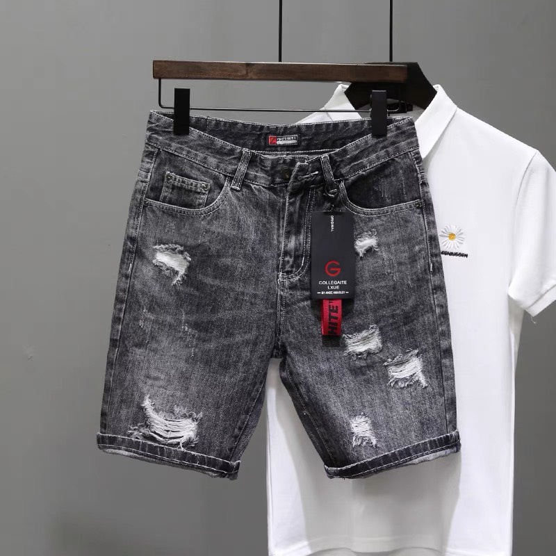 QUẦN SHORT JEAN NAM VẢI ĐẸP CO GIÃN MÀU XÁM ĐEN MỜ RÁCH BỤI THỜI TRANG 232 ( KHÔNG KÈM PHỤ KIỆN )