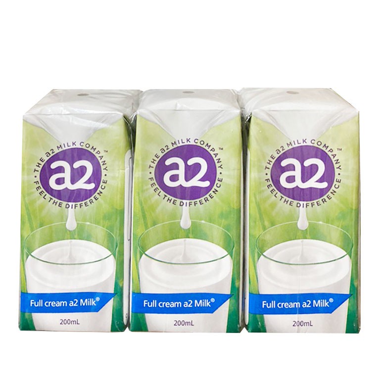 Sữa A2 Úc Full Cream Milk Nguyên Kem Bổ Sung Dinh Dưỡng Cao, Canxi, Chứa Vitamin A, D, Sắt, Acid Folic Hộp 200ml