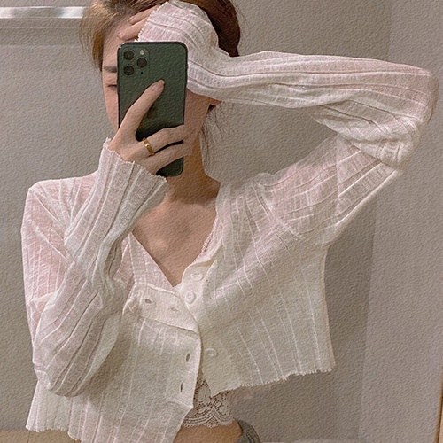 SUXI Áo Dệt Kim Mỏng Tay Dài Màu Trơn Chống Nắng Thời Trang Mùa Hè Cho Nữ