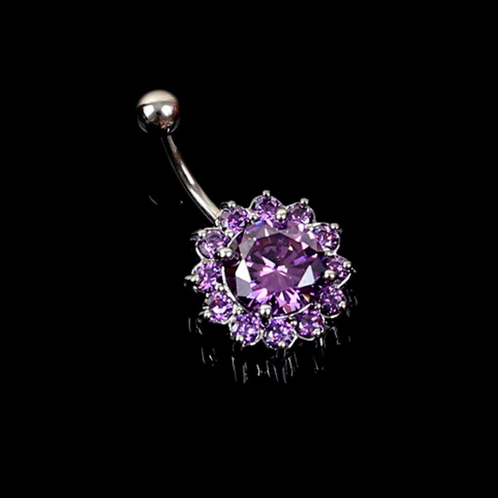 Qqmall Khuyên Rốn Dạng Thanh Tạ Hoa Sáng Bóng Làm Đẹp|Nhẫn Đính Đá Zircon Sang Trọng|Bộ Đồ Liền Thân Thời Trang Cá Tính