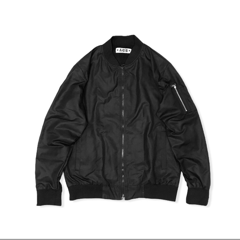 ÁO KHOÁC BOMBER TRƠN MÀU ĐEN 2 LỚP