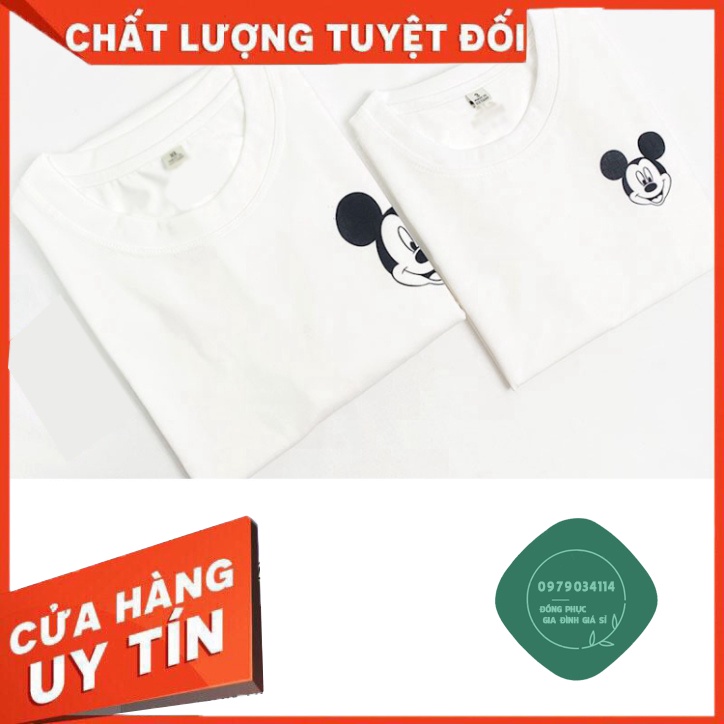 Áo gia đình mẫu mickey Đồng phục gia đình 3/4/5 người Thun cotton dày dặn Màu trắng GD0034T Áo thun giá sỉ
