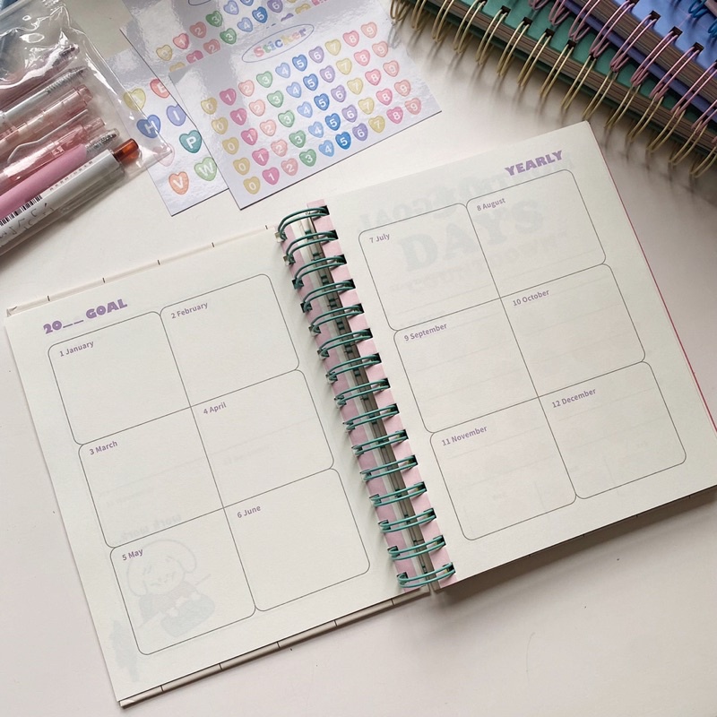 Sổ Planner (tặng kèm sticker) gáy xoắn hình cún cưng  xinh xắn, hợp đi học, đi làm, viết bài/ghi chú, bullet journal