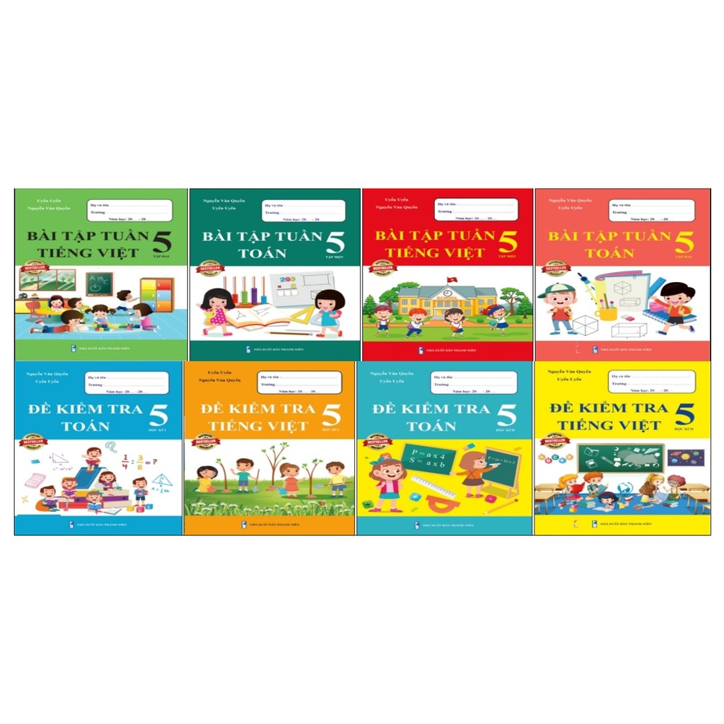 Sách - Bài Tập Tuần và Đề Kiểm Tra - Toán và Tiếng Việt 5 - Cả Năm (8 cuốn)